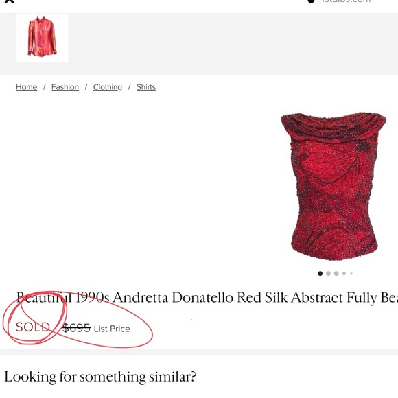 Andretta Donatello SILK red hand-beaded top VINTAGE 1990 XS -S ABSTRACT Roses - Picture 14 of 14